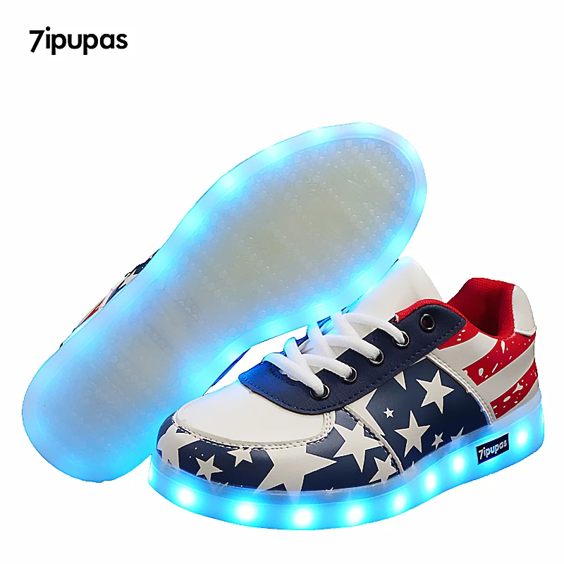 7ipupas 30-44 Fashion USB LED Light Up Shoes Glowing Shoes Basket Trainers Feminino Luminous Sneakers Light Soles LED Slippers