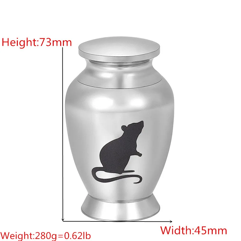 

DSC-1235 Stainless Steel Funeral Ashes Keepsake Urn for Animal Ashes Holder,Mouse Engraved Small Cremation Urn/Jar for Memorial