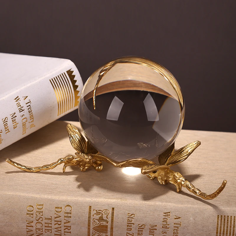 

Stylish Crystal Ball Model Decorative Desktop Copper Dragonfly Miniatures Gift and Craft Embellishment Accessories Furnishing