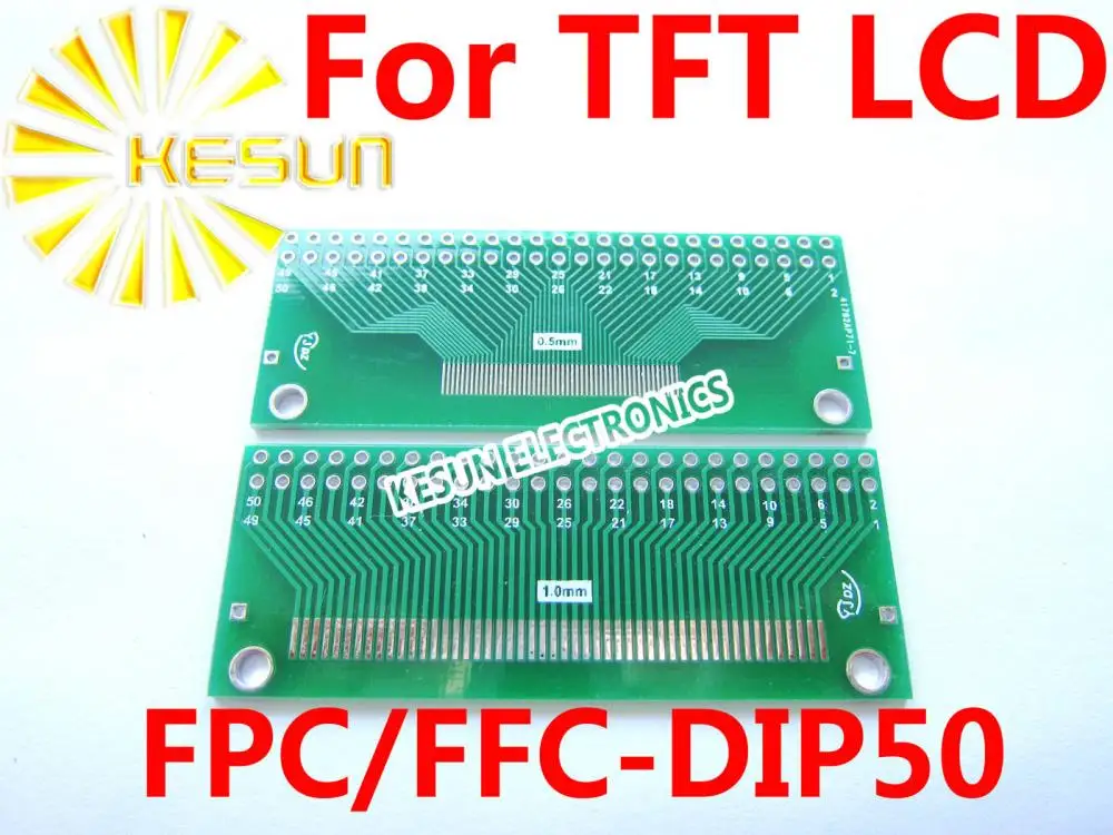 100PCS FPC FFC  turn DIP 50P  0.5/1.0MM Pitch IC adapter Socket / Adapter plate  PCB for TFT LCD