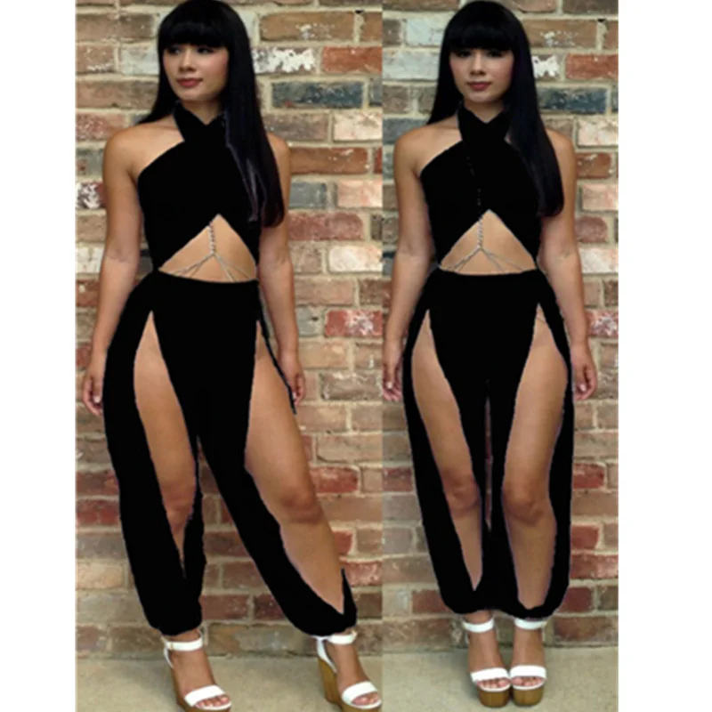 Fashion Two Pieces Set Women Clothing Bandage Sexy Crop Tops and High Waist Split Pants Sexy Clubwear Party Sets Summer M3651