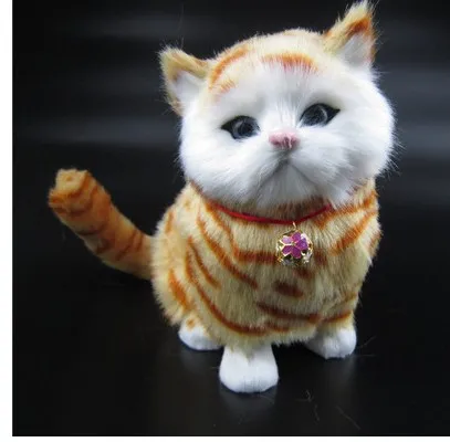 2015 new arridavl one pcs 18x15x8cm simulation cat toy lovely cat doll, make miaow voice ,children's gift