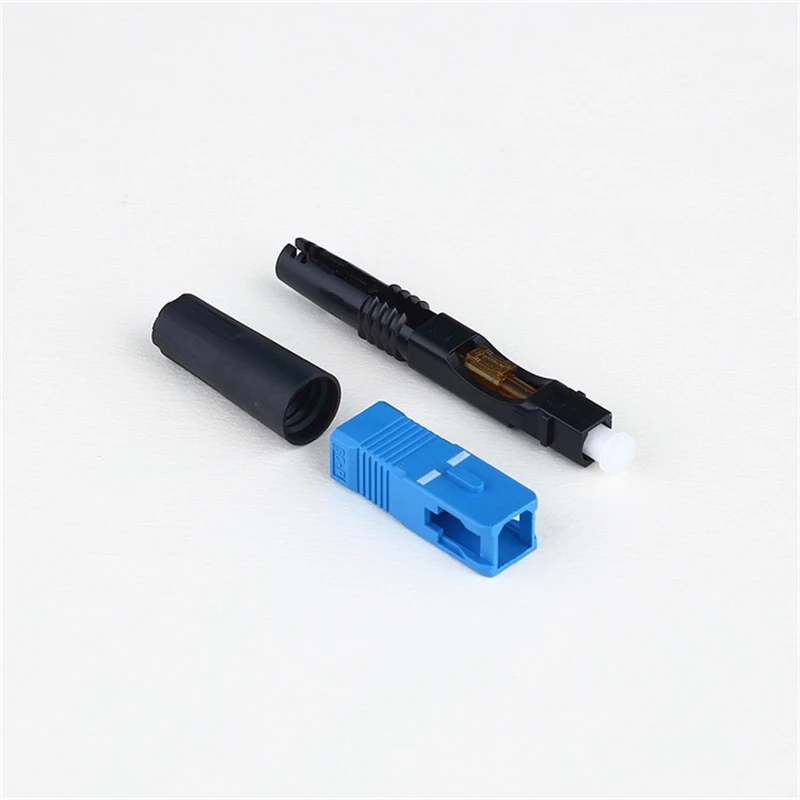 FTTH SC fast connector top ferrule IL 0.3dB(0.5db Max) SM Quick Cold Assembly field optic fibre connector ELINK factory 100pcs