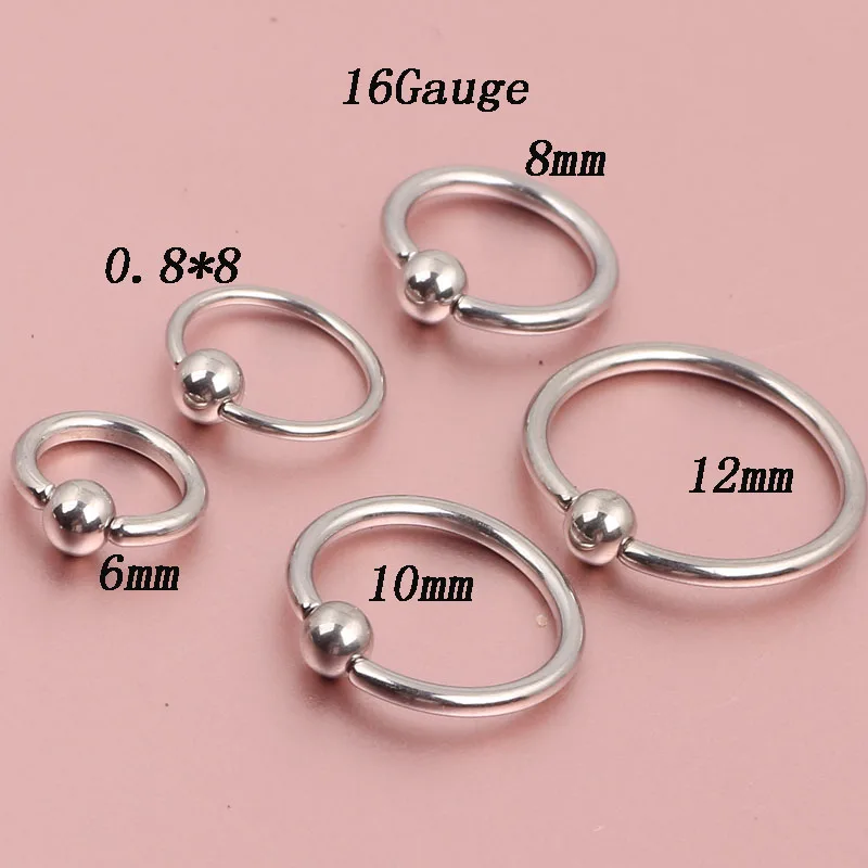 TIANCI FBYJS 50 Pcs/lot 6-12mm size Surgical Stainless Steel Circular Barbell BCR Double Ball Pircing Horseshoe Piercing