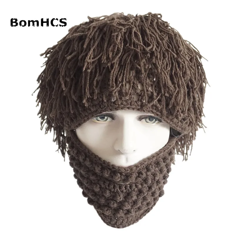 BomHCS Funny Wigs Beard Handmade Knitting Hats Wanderers Cap Helloween Party Gifts