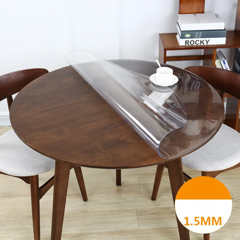 1.5mm thick pvc table cloths transparent home kitchen oilproof table covers oil tablecloth glass soft cloth placemats placepads