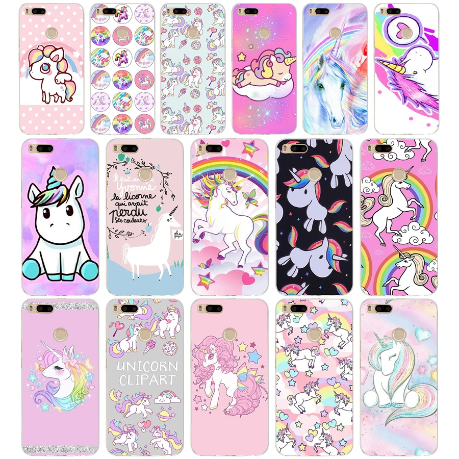 167SD   Rainbow Lovely Unicorn Soft Silicone Tpu Cover phone Case for xiaomi redmi 4A 4X note 4 4x mi A1 A2 lite