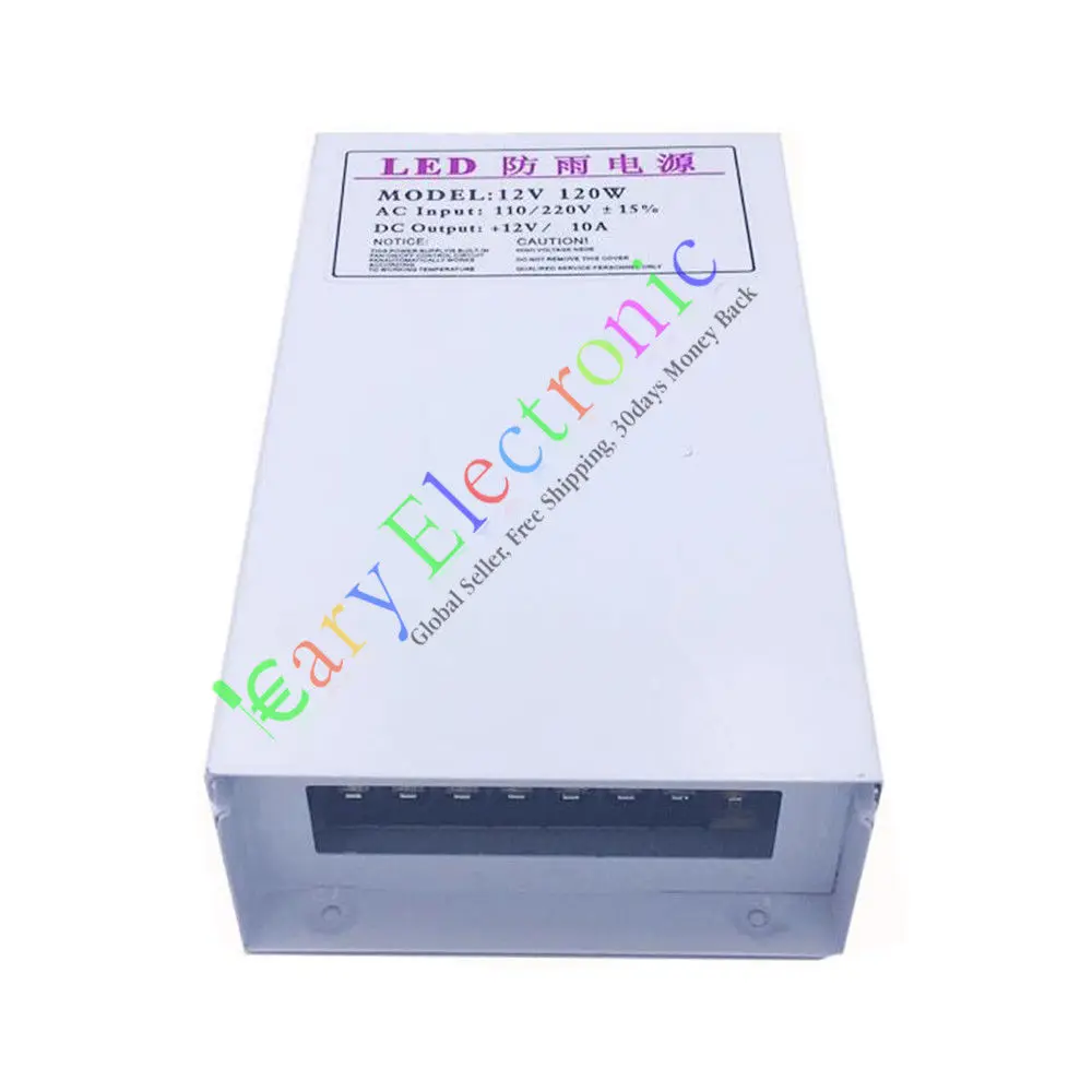 Wholesale and retail 10pc 12V 10A 120W AC/DC driver Switch power supply adapter Transformer LED strip free shipping