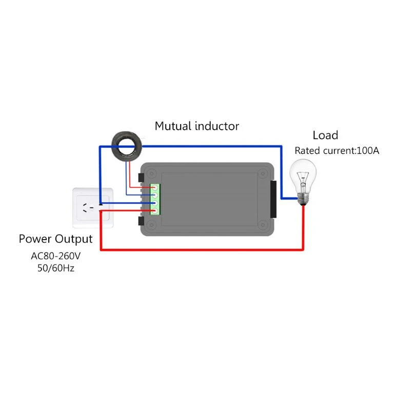 6 in 1 AC 100A Digital Voltmeter Ammeter Energy Power Power Frequency Factor Current Panel Meter Detector 110V 220V LCD Blue