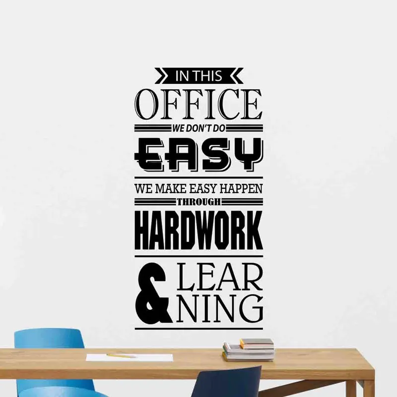 Motivational slogans overcome difficulties vinyl wall decals conference room office decoration wall stickers BG25