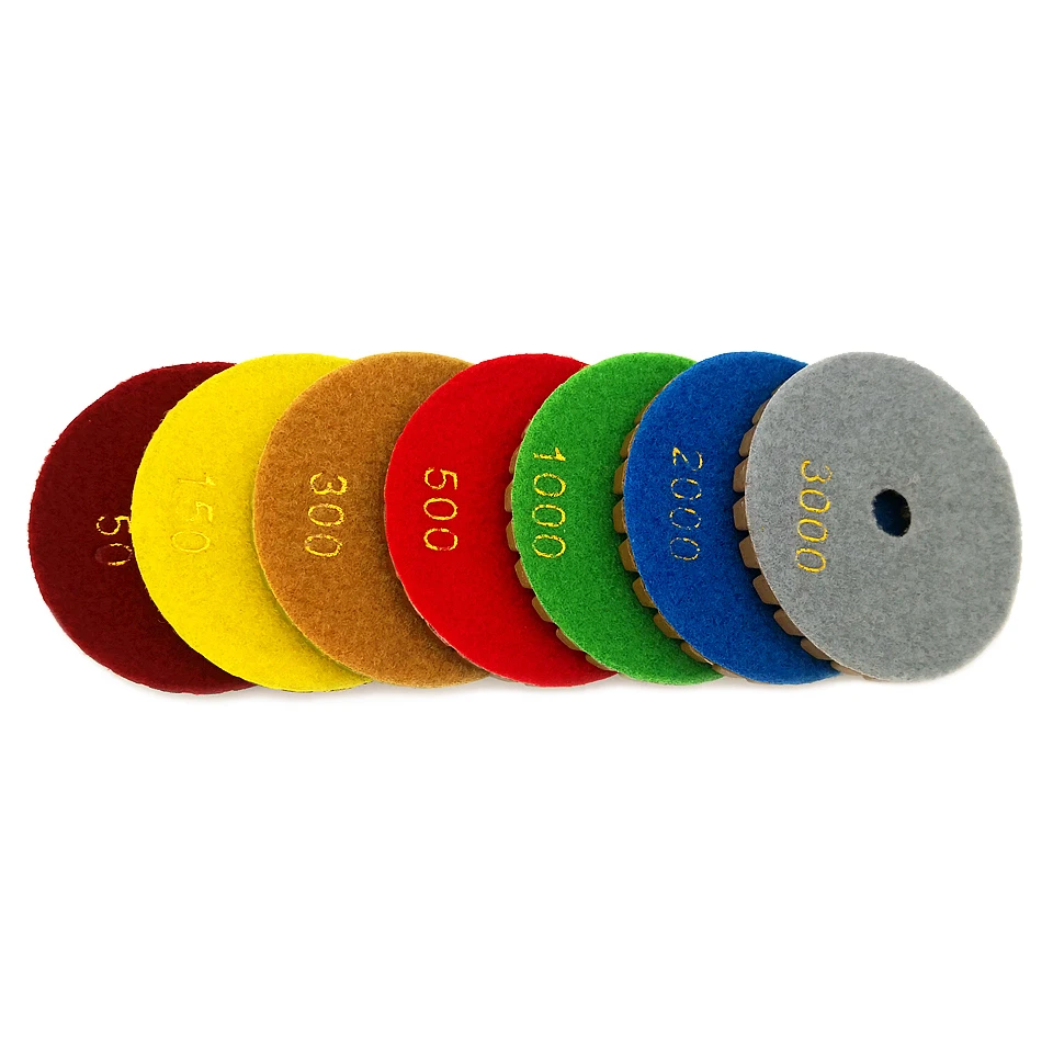 RIJILEI 7PCS/Set 4 Inch Concrete Floor Polishing Pads Thick 8mm Floor Renew Sanding Discs Repairing For Floor LW04