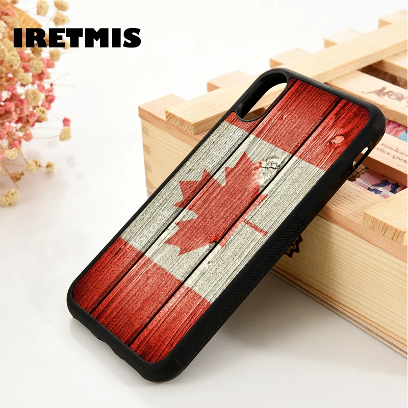 Iretmis 5 5S SE 6 6S Soft TPU Silicone  phone case cover for iPhone 7 8 plus X Xs 11 Pro Max XR Canadian Canada Flag Lovely