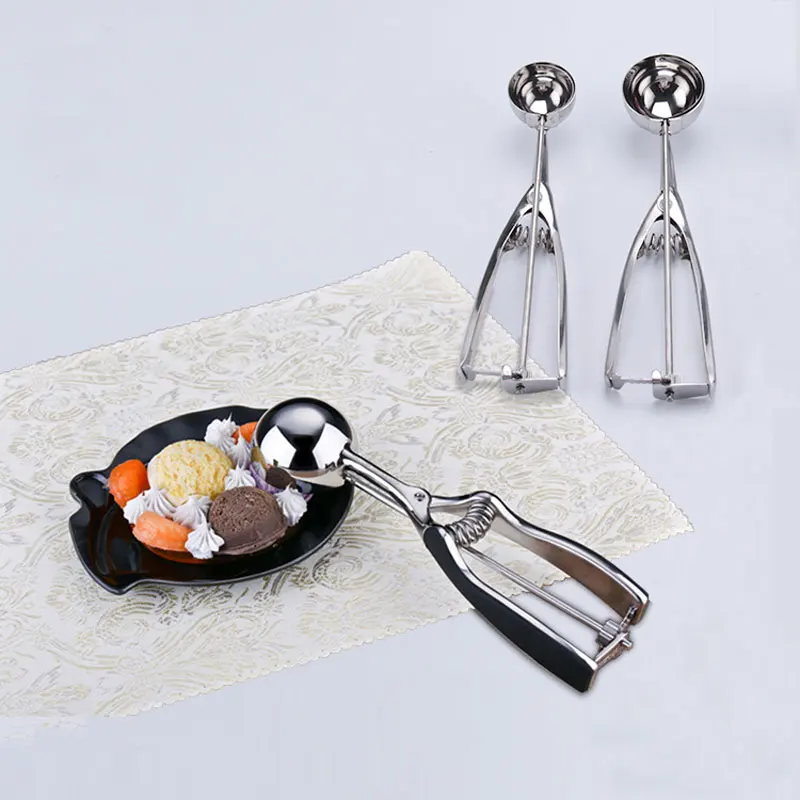 

Stainless Steel Ice Cream Spoon DIY Potato Watermelon Fruit Dig Scoop Ice Cream Ball Maker Stacks Kitchen Accessories