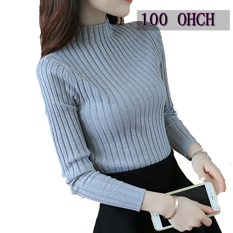 

New Korean Short semi Turtleneck Shirt female long sleeved Pullover Sweater slim slim thickening