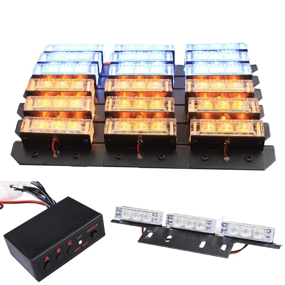 2x9 4x9 6x9 8x9 LED Emergency Car Strobe Lights Yellow Red Blue 3 Mode Car Front Grille Deck Strobe Flashing Warning Light 12V