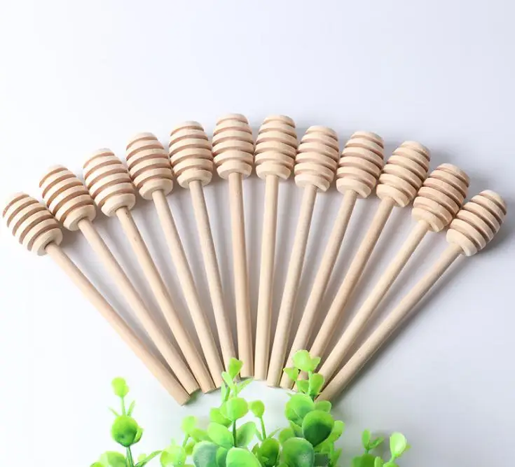 2000 pcs 15 x2.4cm Wooden Honey Dipper Wooden Stick Spoons Dip Drizzler Server Welcome customize SN1873