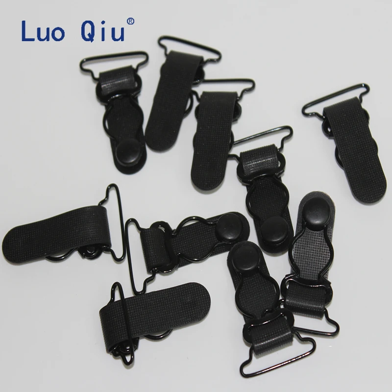 Luo Qiu 500 pcs/lot 25mm Plastic Black Corset Leg Garter Belt Clip Hooks Suspender Ends Hosiery Stocking Grips suspender clips