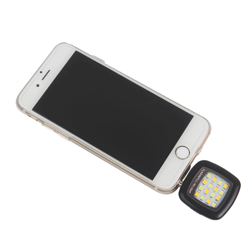 LED Flash lumière de remplissage 16 LED pour iPhone IOS Android 3.5mm Smartphone Portable téléphone Portable caméra Rechargeable Mini