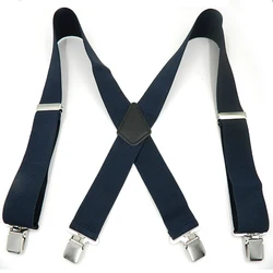 New Man's Braces 4 clips Leather Suspenders Strong 4clasps Casual Suspensorios Trousers Strap 5*120cm Gift For Dad