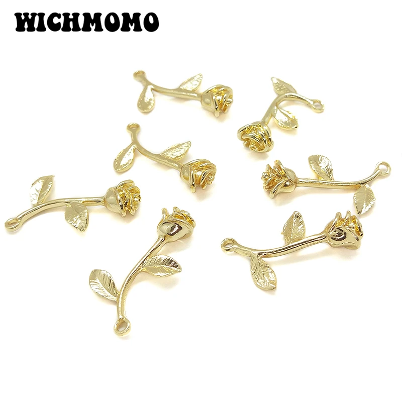 2021 New 29mm 6pieces/bag Environmental Protection Plating Rose Charms Pendant for Earring Necklace Jewelry Accessories