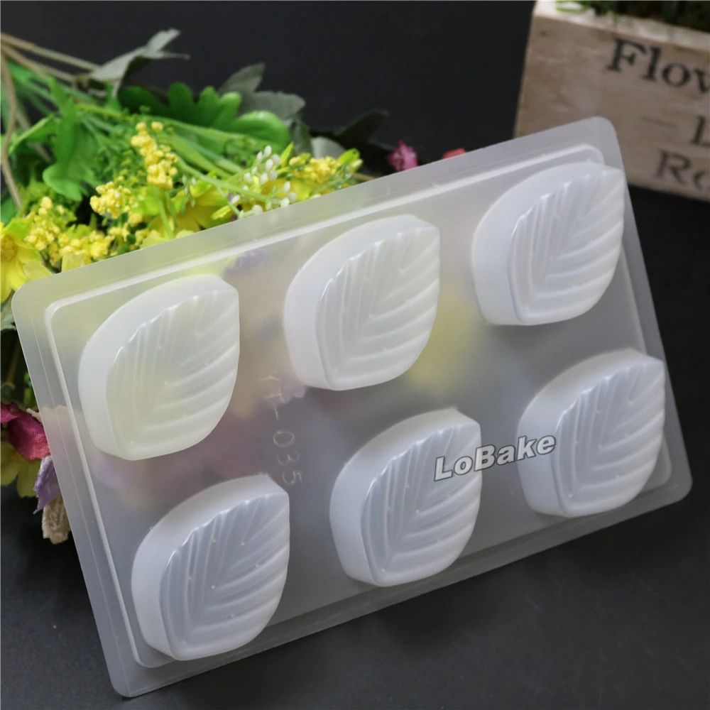 (5pcs/lot) High quality 6 cavities Leaf shape Semi-transparent PP Plastic mooncake pudding Chocolate Mold pastry accessories