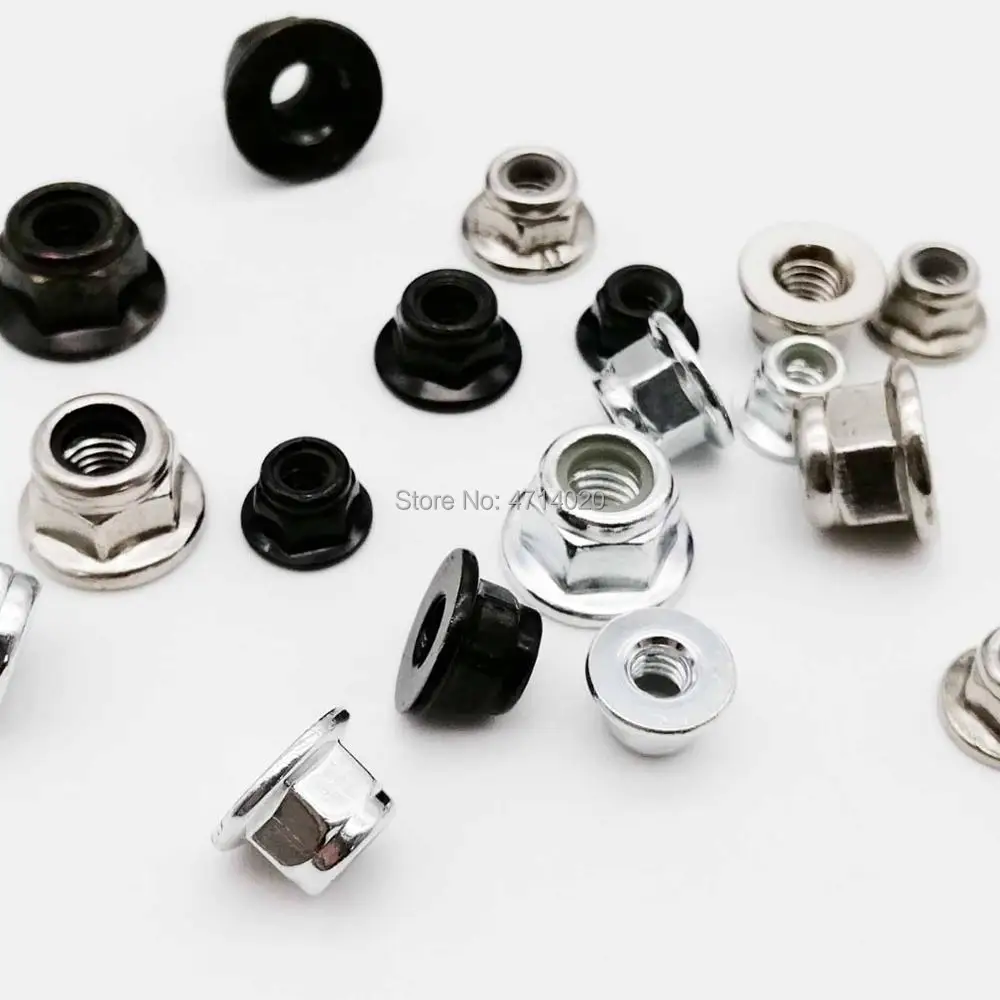 HZYUEGOU M3 M4 M5 M6 M8 M10 M12 Schwarze Kohlenstoff-304-A2-Edelstahl-Sechskant-Flansch-Nylon-Einsatz-Sicherungsmutter Selbstverriegelnde Nylock-Sicherungsmutter – Detail 4