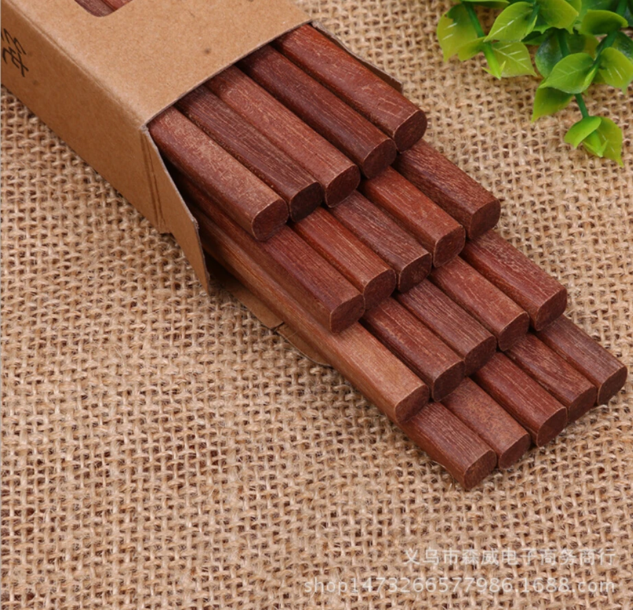 10  pairs Red sandalwood chopsticks Wooden natural handmade no paint wax-free raw wood chopsticks