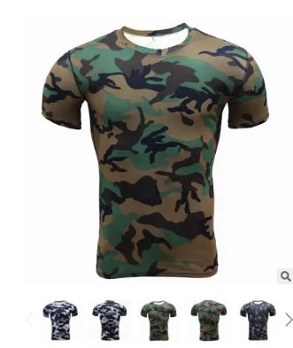 

Summer Compression Camouflage Casual Shirt Fitness Men Short Sleeve Tights Bodybuilding Crossfit Flash Camo Protective Clothing