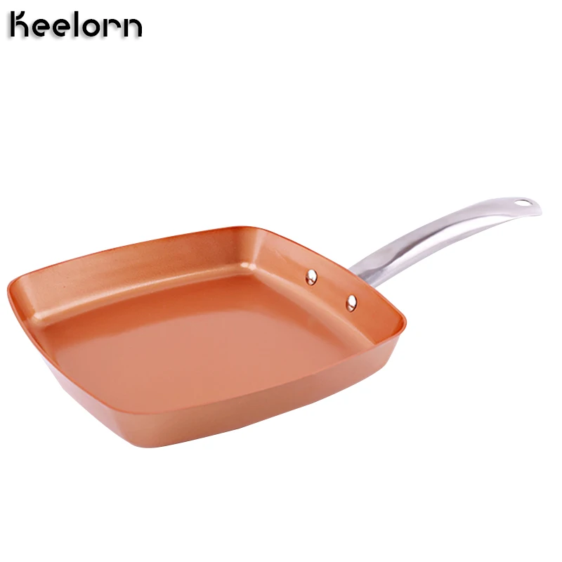 Keelorn Non-stick Copper Frying Pan Induction Chef Pans Saucepan Oven & Dishwasher Safe 8 Inches Nonstick Skillet Copper Red Pan