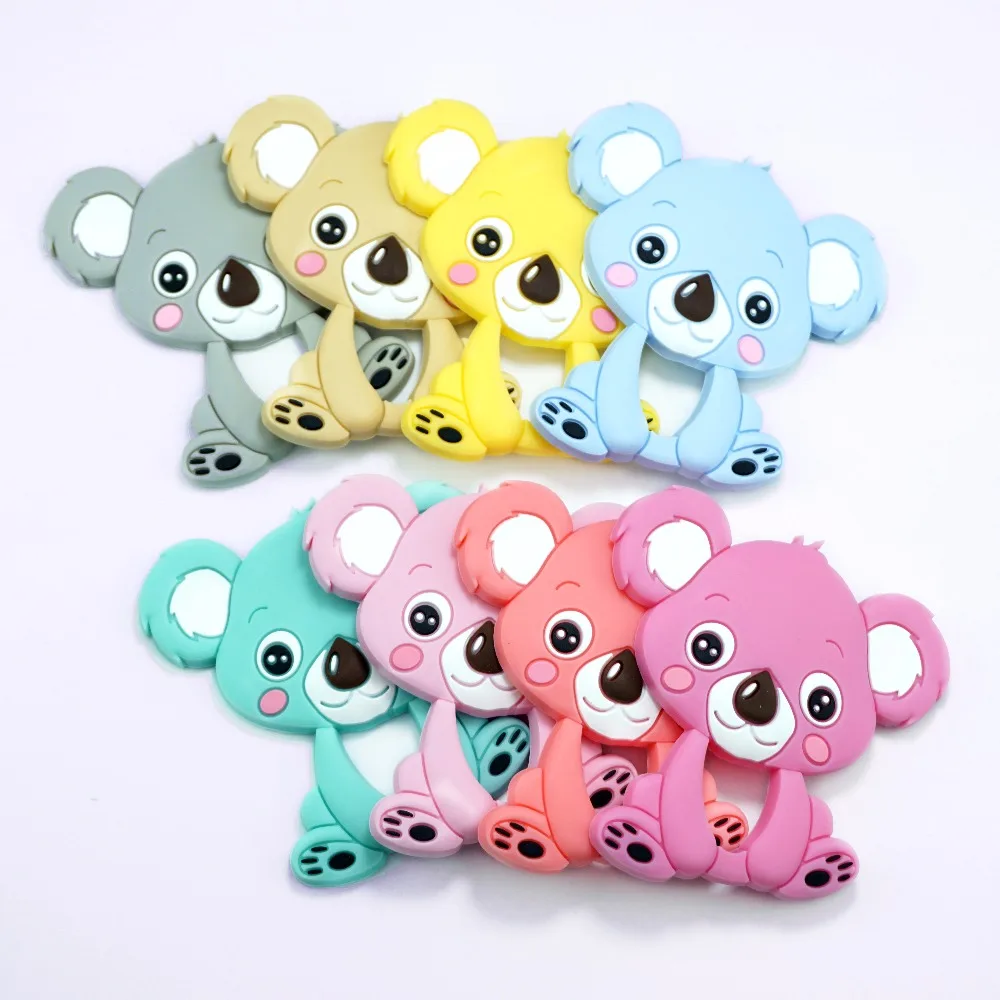 1PCS Koala Baby Teethers BPA Free Silicone Teether Pendant Necklace Accessory Chew Charms Newborn Baby Teething Toys 8 Colors