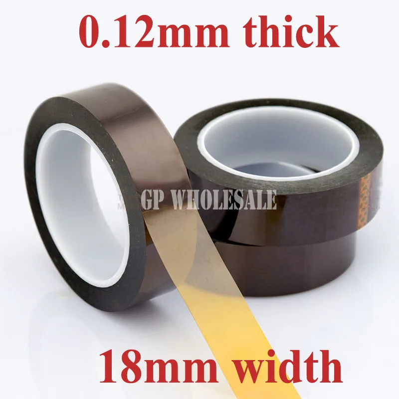 1x 18mm*33M*(0.12mm thick) High Temperature Resist Adhesive Polyimide Film Tape for PCB, SMT Masking, Lamination Switch Battery