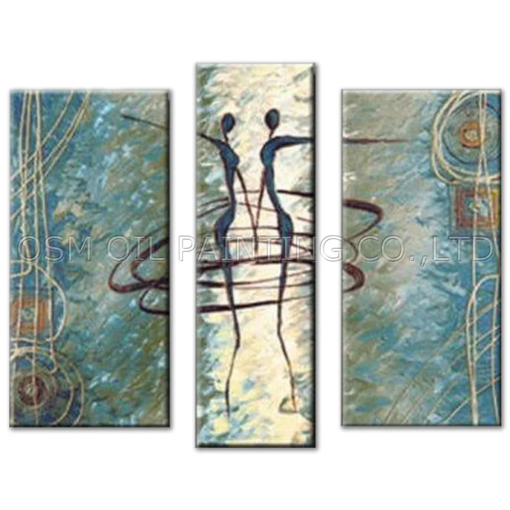 

Free Shipping High Quality Abstract Oil Painting on Canvas Handmade Modern Wall Art 3 Panles Abstract Portrait Oil Painting