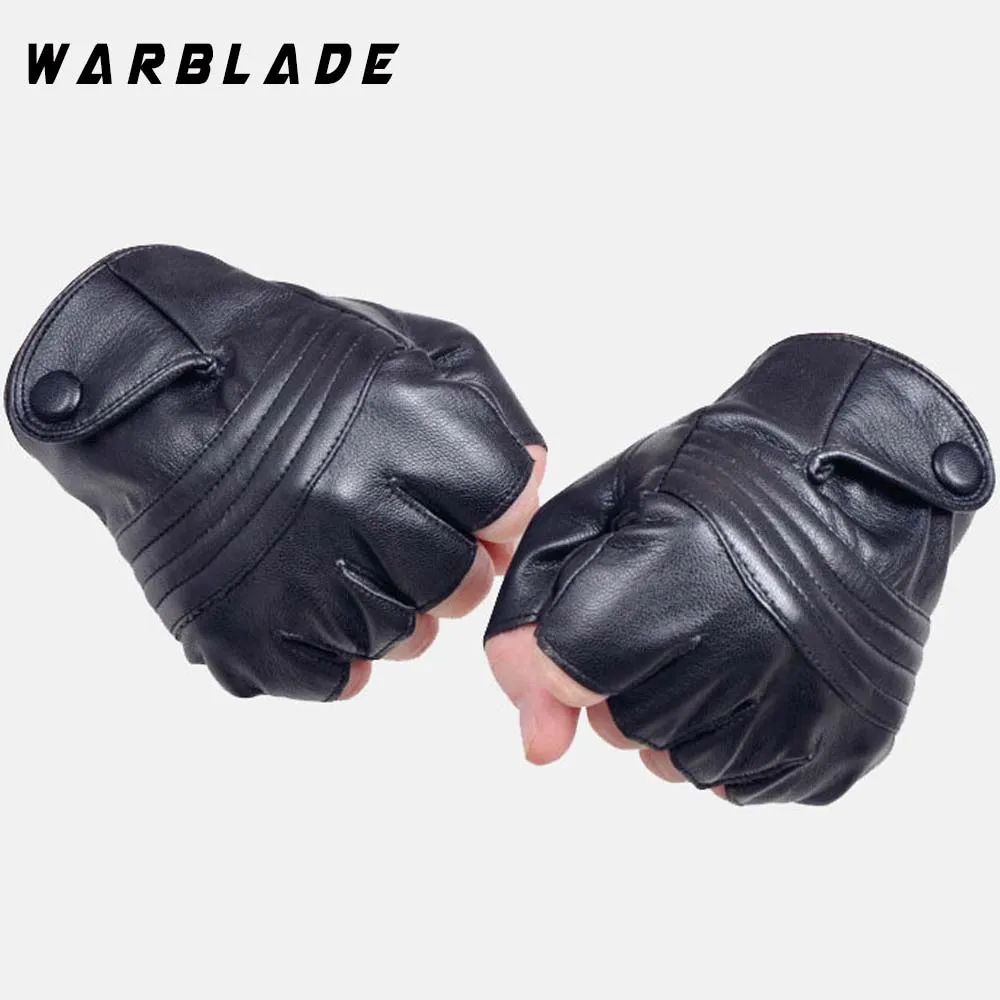 WarBLade 2021 High Quality Style Mens Leather Driving Gloves Fitness Half Finger Tactical Gloves Black Guantes Luva R223