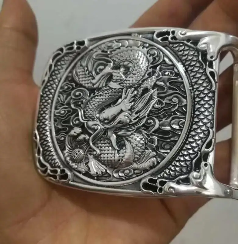 Unibabe 999 Silver Belt Buckle Dragon Jewrlry