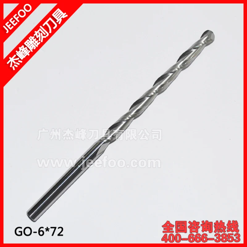 6*72mm Two Flute Ball Nose BIt / Carbide End mill 2 flutes CNC router bits / Carving Router Bit