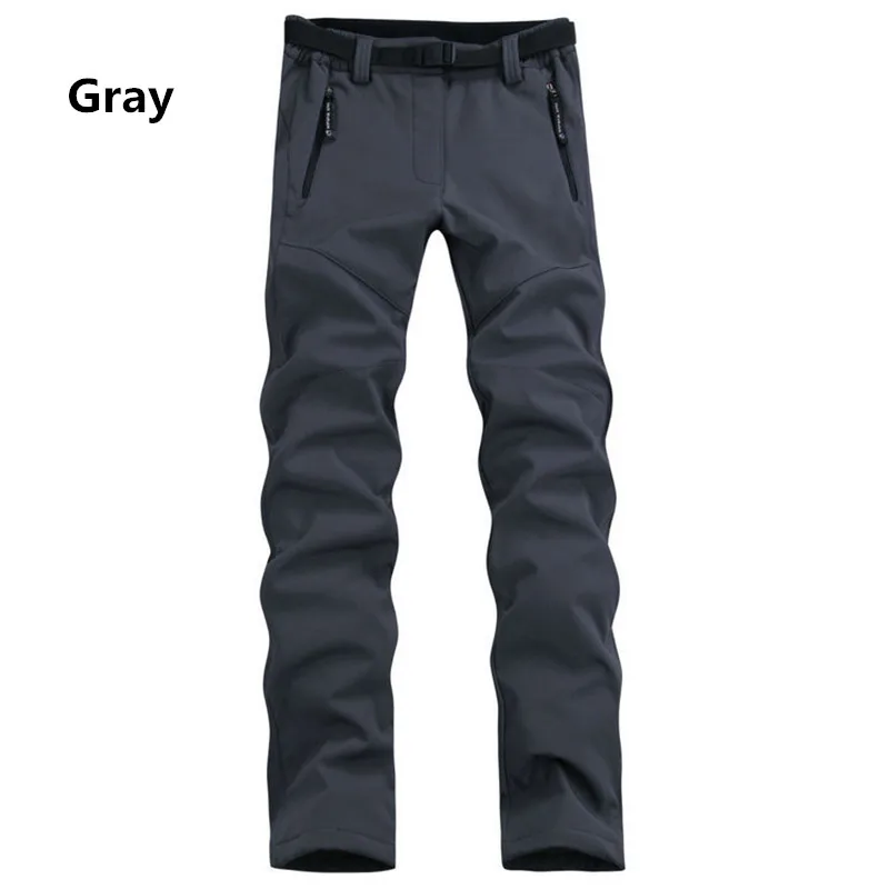 Women\'s outdoor autumn and winter soft shell pants Casual riding warm fleece pants Hiking pants ski waterproof pants