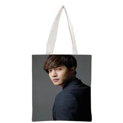 Borsa corea-Pop Kim Hyun Joong stampa tela tote bag riutilizzabile pieghevole tela borse da donna 30x35cm personalizza la tua immagine