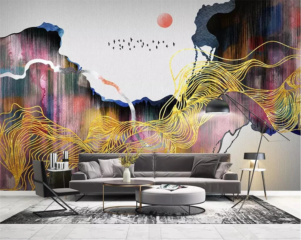 

papel de parede 3d Mural wallpaper abstract lines landscape TV background living room bedroom home decor 3d wallpaper