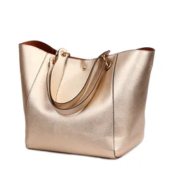 Bolso de hombro de cuero de lujo para mujer, bandolera con asa superior, gran capacidad, 2024