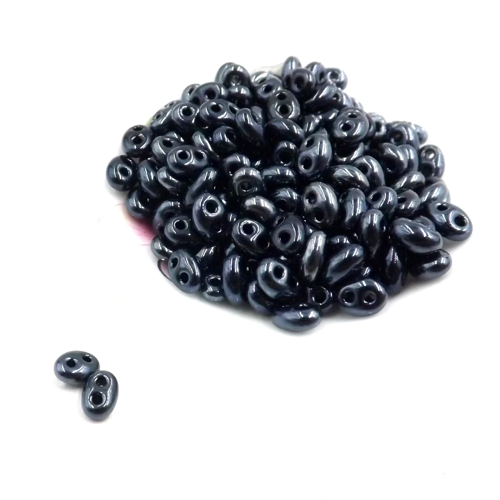 

Hot new 5x2.5mm Luster Czech Glass Seed Beads Two Hole Bead 240pcs Black bile