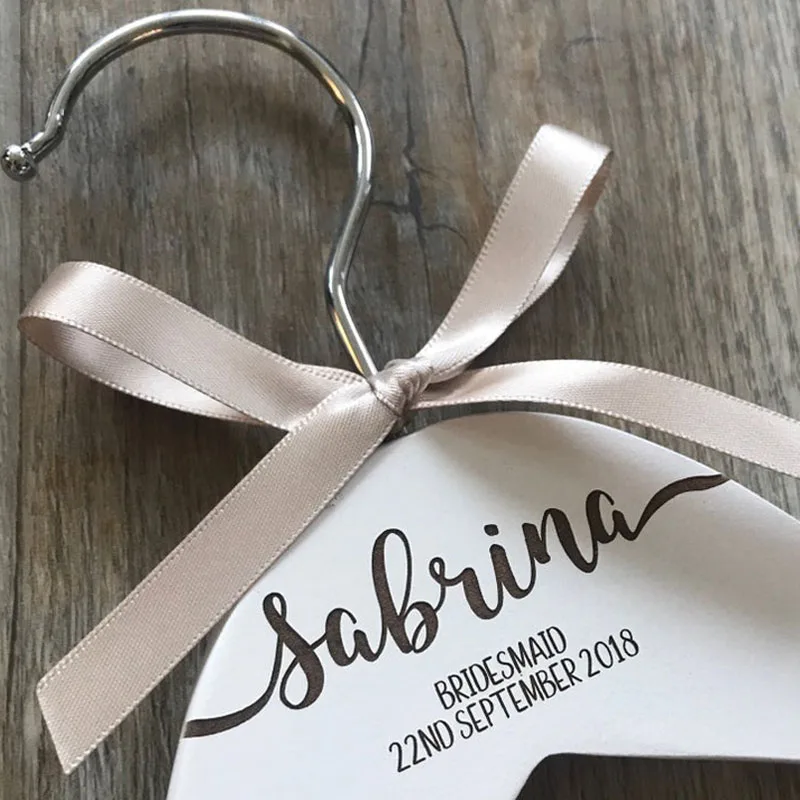 Personalised Engraved Dress Coat Hangers for Wedding Party Bride Maid of Honour Bridesmaid Name and Role Keepsake Photo Prop