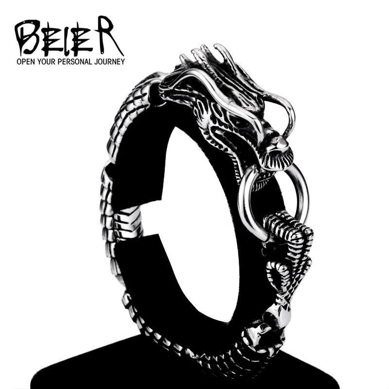 BEIER New Cool Punk Dragon Animal Bracelet &bangle For Man 316 Stainless Steel Man\'s High Quality Jewelry BC8-001