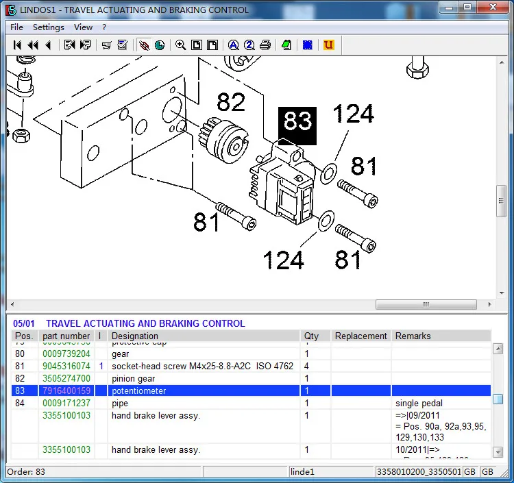 Linde forklift part potentiometer 7916400159 electric truck 335 336 diesel truck 350 warehouse truck 115 acceleration sensor