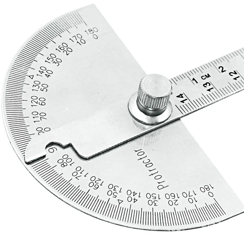 Rapporteur en acier inoxydable règle rotative 180 degrés, 197x53x14mm, pour outil de mesure du bois, 1 pièce