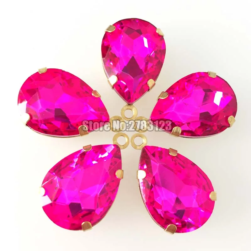 Free shipping! Rose faltback Drop type Gold bottom high-quality AAA Glass Crystal Single hanging sew on rhinstones SWSJ008