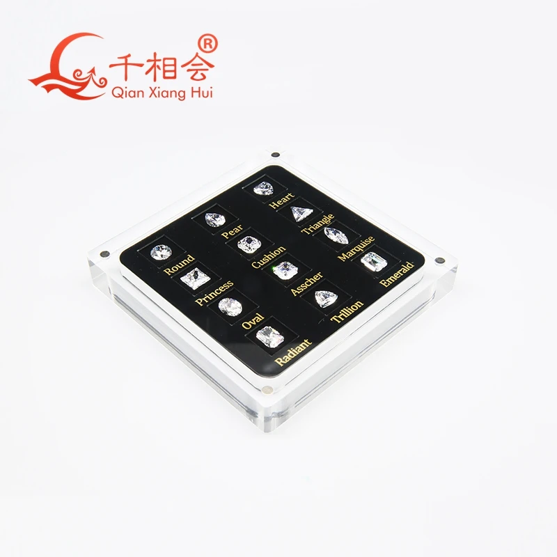 Caixa de ferramentas solta Gemstone Display, Diamond Tester Master Set, 12 formas de zircônia cúbica