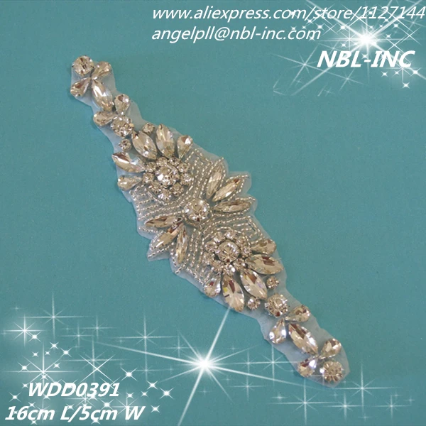 

(30pcs) Wholesale bridal beaded silver crystal rhinestone applique iron on for wedding dress WDD0391