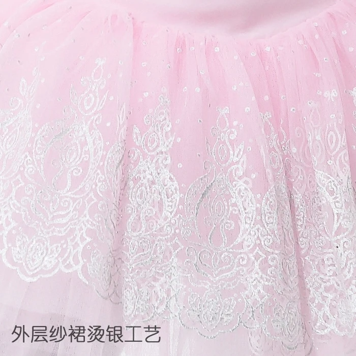 Vestido de baile de Ballet para niñas, falda de baile de manga larga, tutú de actuación de Lago de cisne blanco y rosa, B-6427