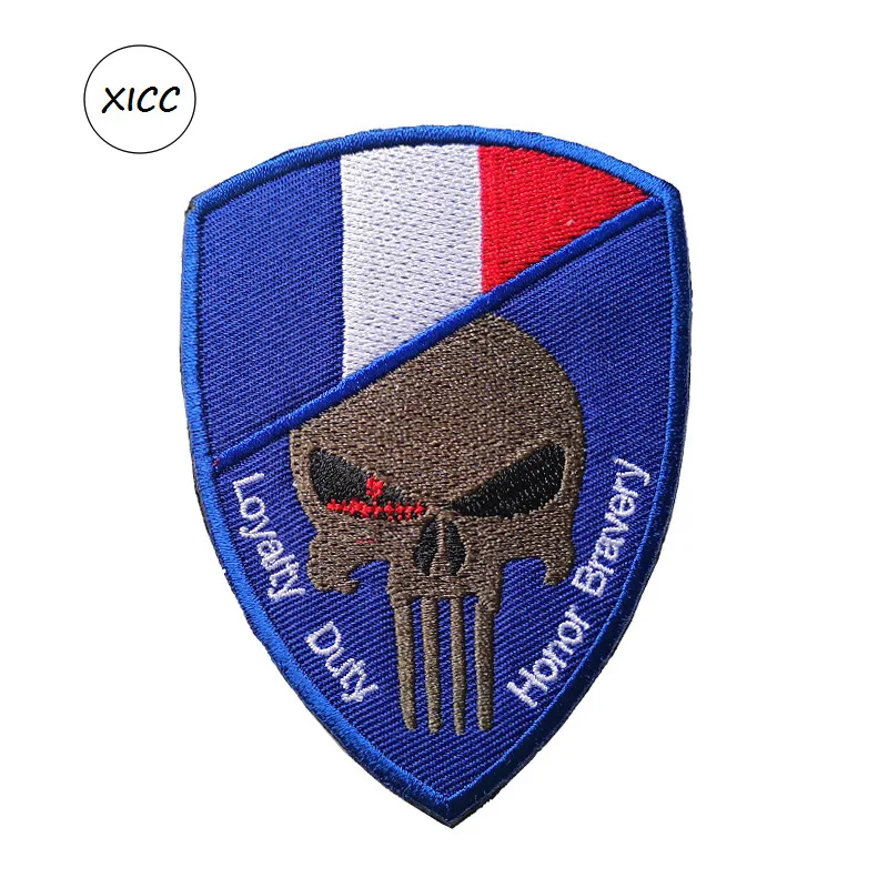 Skull Military Hook and Loop Patches 3D Embroidered National Flag Outdoor Backpack Stickers Clothing Hat Badges Bags Appliques