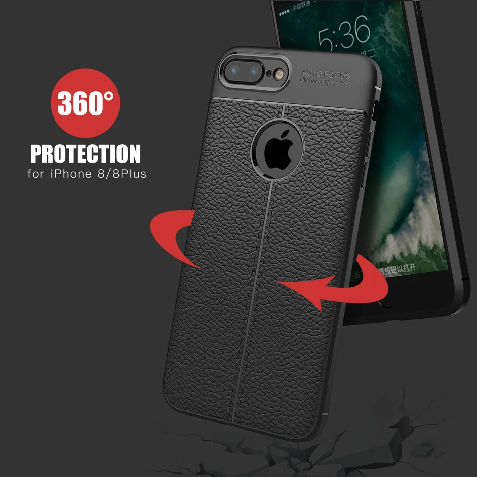 KOLPLER soft  Cases for iphone 8 Plus case cover silicone black cover for iphone se 8 8Plus case luxury Litchi Leather phone bag